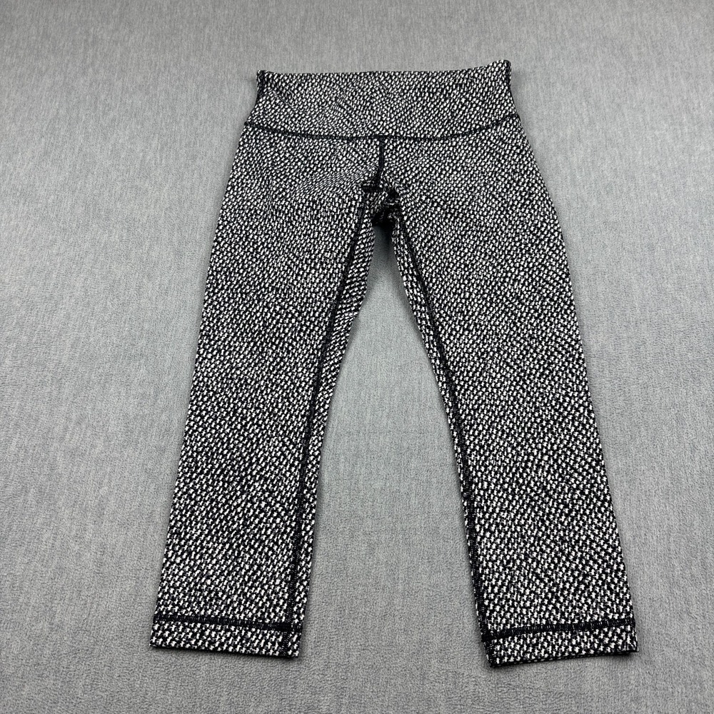 Lululemon Leggings Womens 6 Black Wunder Under Crop 22" Scatter Star Yoga Active